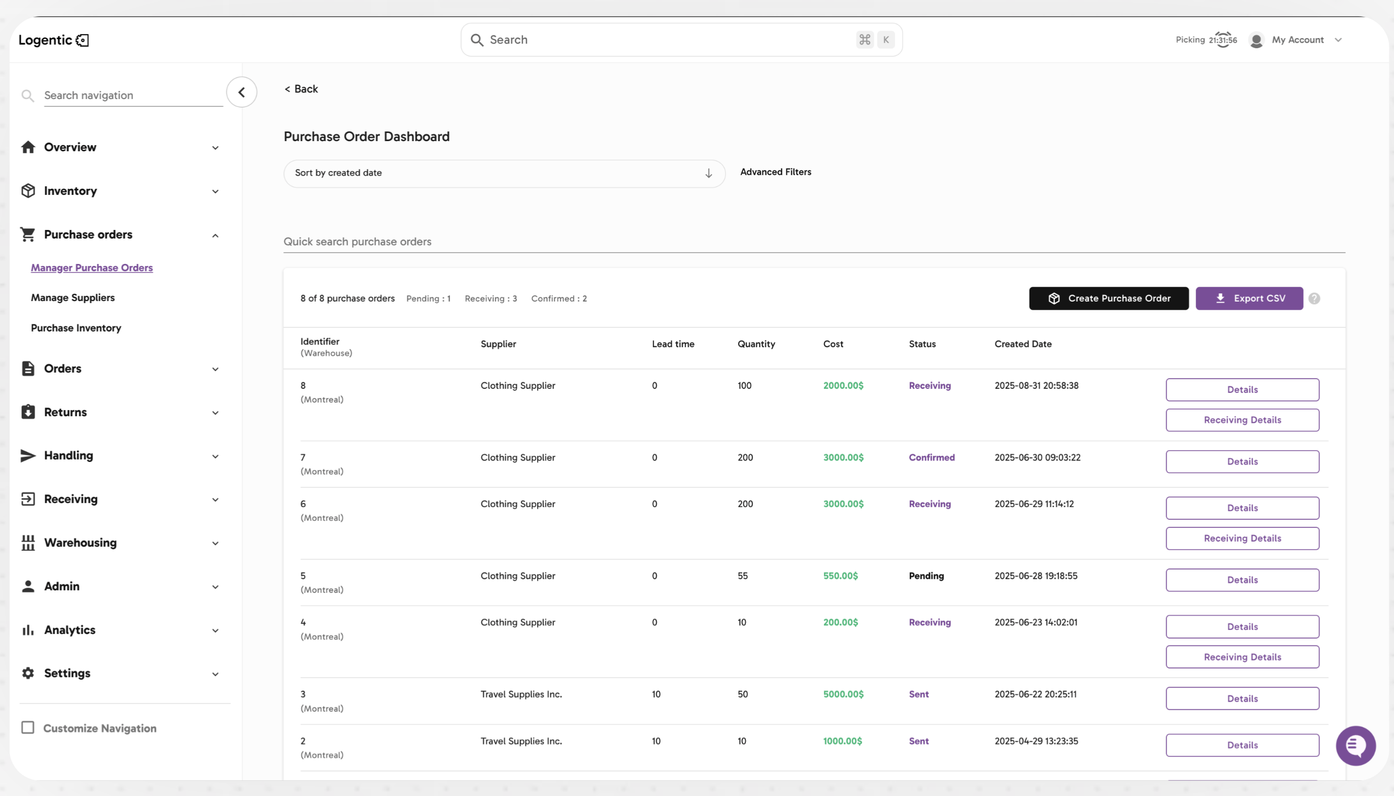 Suppliers & Purchase Orders